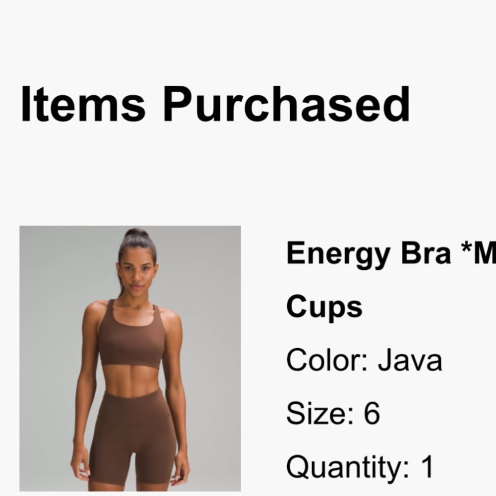 Lululemon energy bra- Java